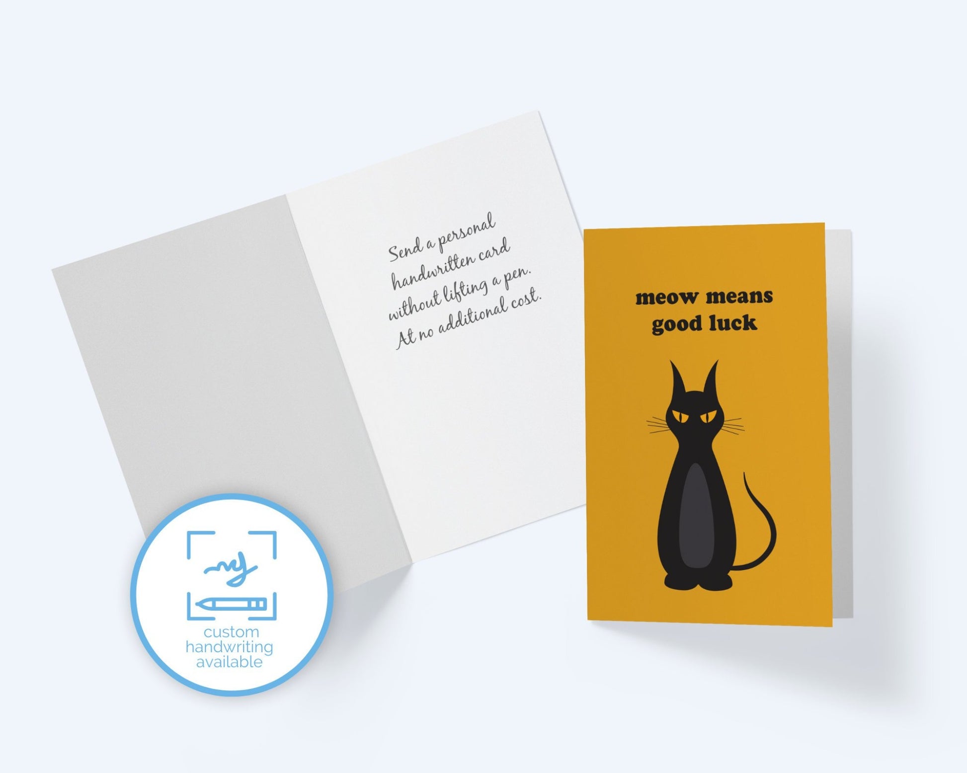 Happy Halloween Card: Meow Means Good Luck.